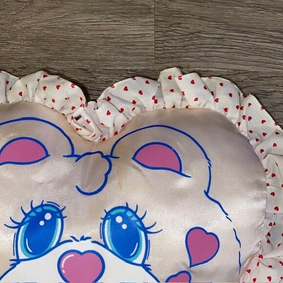 Vintage Well Made Toys Bear Heart Shape Plush Pillow Satin Pink Arms Legs 1989 - Picture 2 of 5